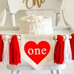 Valentine Heart First Birthday Highchair Banner
